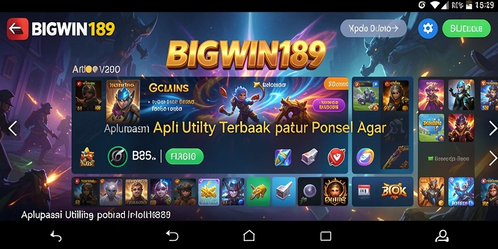 Tampilan antarmuka utama aplikasi Utility BIGWIN189 yang menarik dan mudah digunakan.