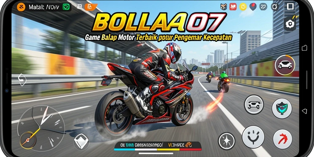 Screenshot gameplay BOLA07 yang menampilkan momen balap yang menarik.