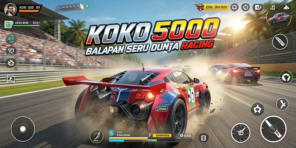 Gameplay KOKO5000 dengan balapan mobil yang mengasyikkan.