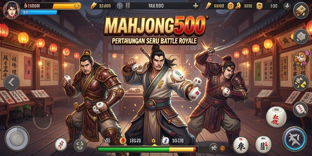 Gameplay <strong>MAHJONG500</strong> yang dinamis dan seru dalam pertempuran Battle Royale.
