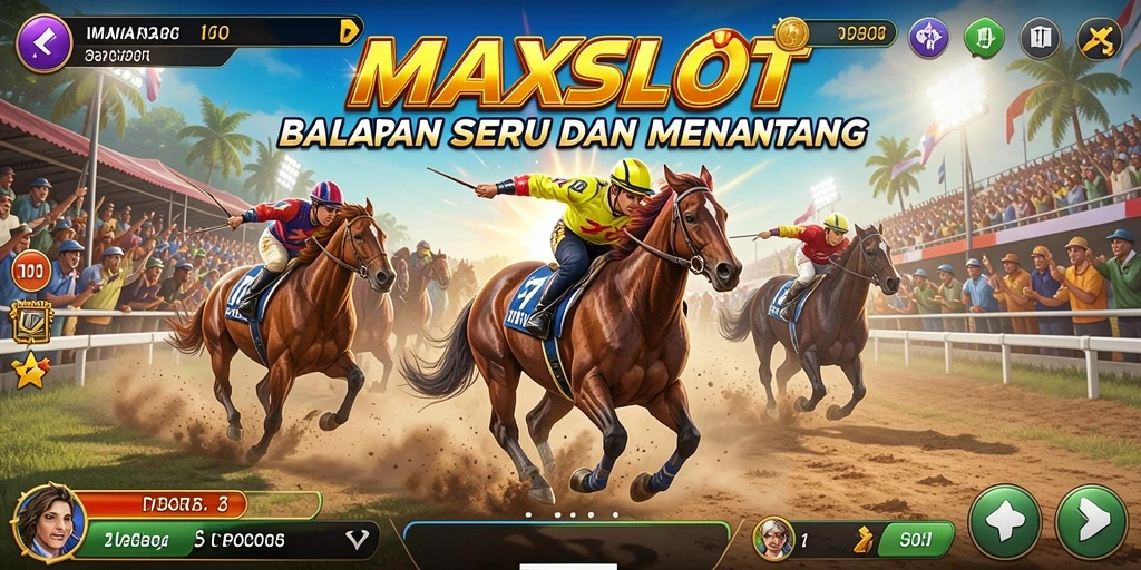 Gameplay menegangkan di MAXSLOT dengan mobil balap yang cepat.