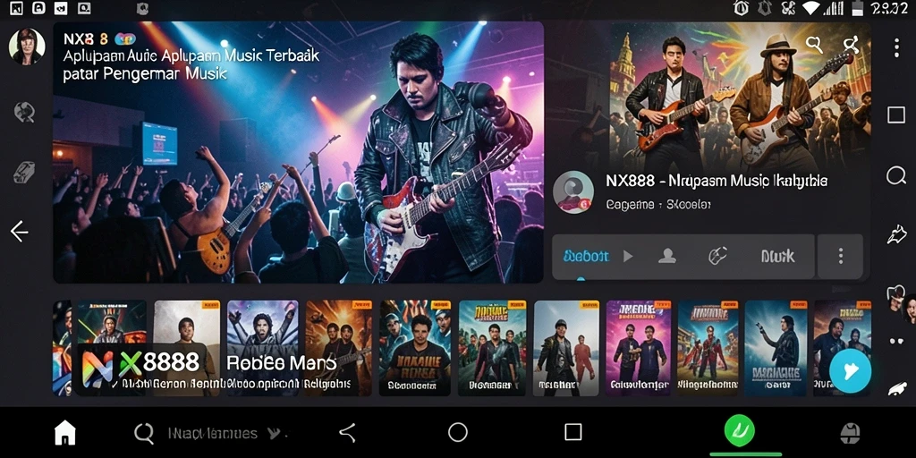 Tampilan gameplay NX888 yang menampilkan berbagai fitur musik interaktif.