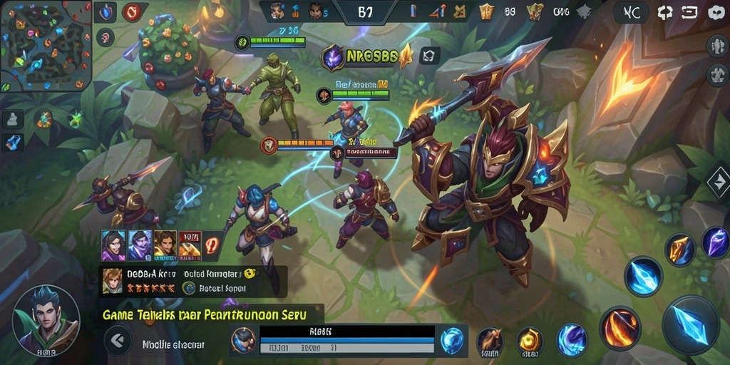 Tampilan gameplay seru di RK55 dengan pertarungan pahlawan.