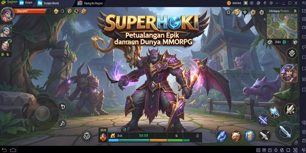 Screenshot gameplay SUPERHOKI menampilkan petualangan seru dalam dunia fantasi.